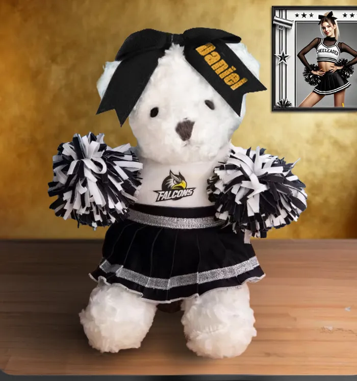 Belbren Necklaces Custom Cheerleader Teddy Bear Personalized Spirit Plush with PomPoms Name Bow Cheer Squad Gift for Girls Teams Coaches Belbren Necklaces Custom Cheerleader Teddy Bear Personalized Spirit Plush with PomPoms Name Bow Cheer Squad Gift for Girls Teams Coaches