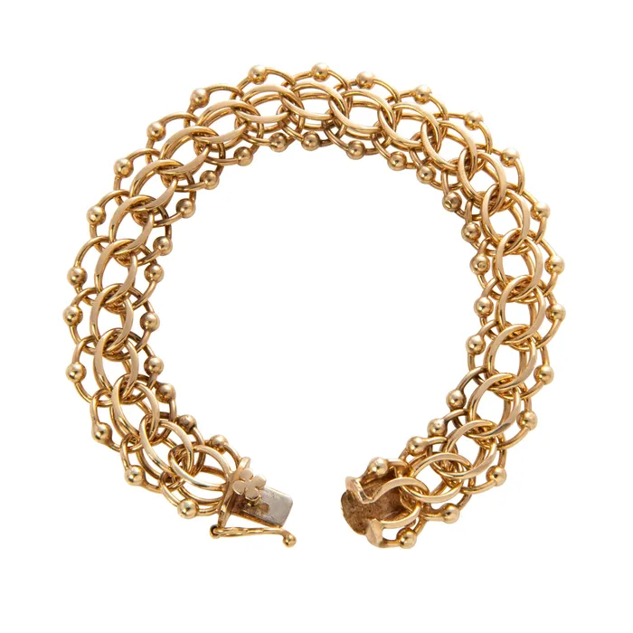 Bracelets Croghans Vintage 14K Yellow Gold Interlocking Triple Link Bracelet Bracelets Croghans Vintage 14K Yellow Gold Interlocking Triple Link Bracelet