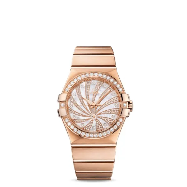 Bracelets Omega Constellation 35mm Watch Ref 12355352055002 White Mother of Pearl Diamond Index Dial Diamond Bezel 18K Rose Gold Bracelet Omega Bracelets Omega Constellation 35mm Watch Ref 12355352055002 White Mother of Pearl Diamond Index Dial Diamond Bezel 18K Rose Gold Bracelet Omega