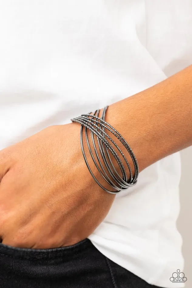 Bracelets Paparazzi Bracelet Industrialized Shimmer Black Paparazzi Jewelry