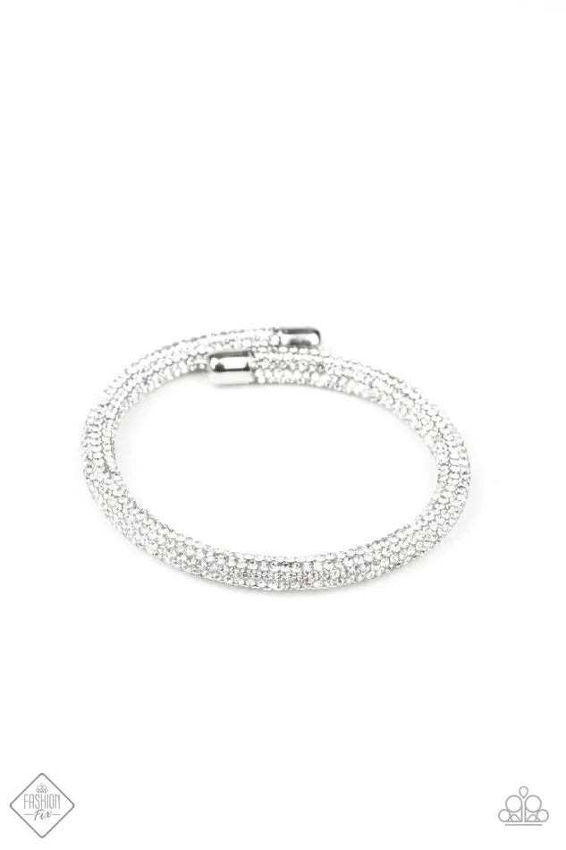 Bracelets Paparazzi Bracelet Stageworthy Sparkle White Paparazzi Jewelry