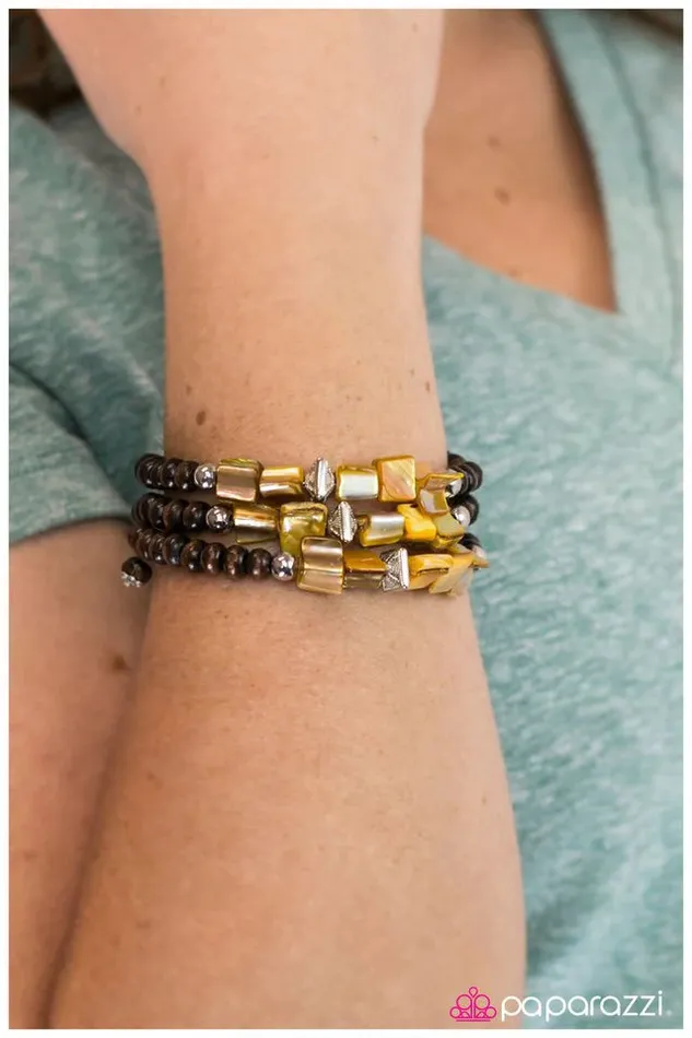 Bracelets Paparazzi Jewelry Paparazzi Bracelet Downward Spiral Yellow