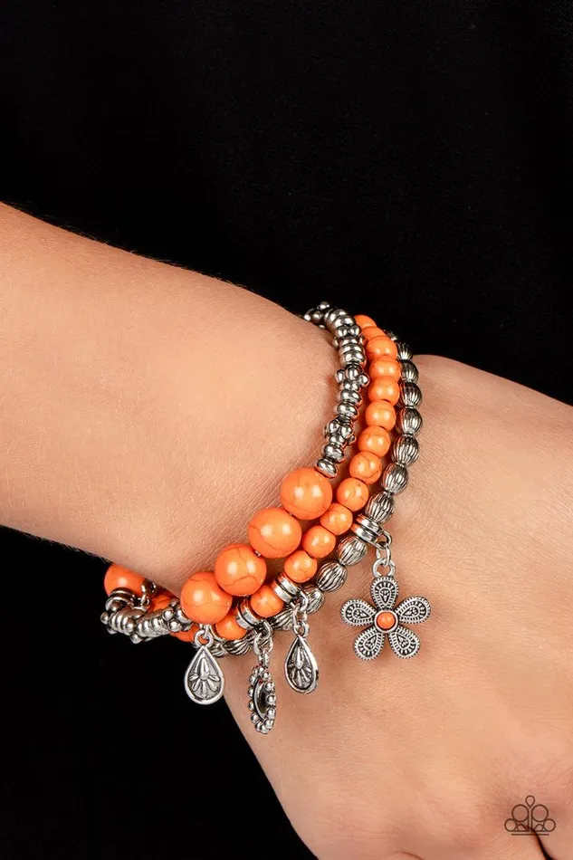 Bracelets Paparazzi Jewelry Paparazzi Bracelet Individual Inflorescence Orange