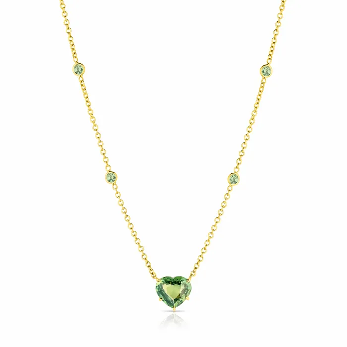 CJ Charles Jewelers 18kt Yellow Gold 302ct Green Sapphire Heart Shaped Necklace Necklaces CJ Charles Jewelers 18kt Yellow Gold 302ct Green Sapphire Heart Shaped Necklace Necklaces