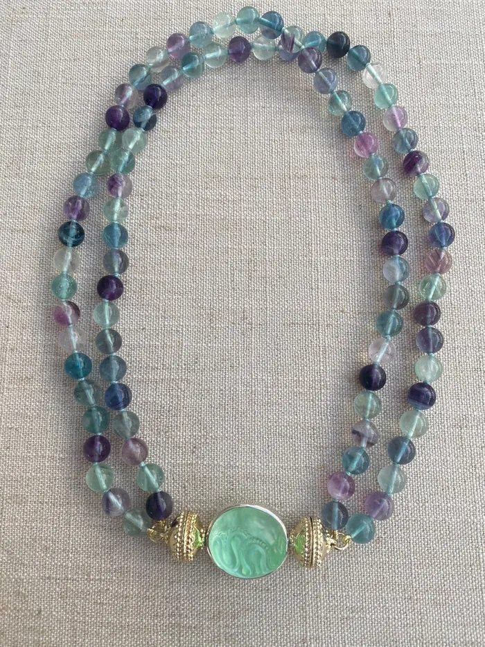 Clara Williams Necklaces Clara Williams Victoire MultiColored Fluorite 8mm Double Strand Necklace