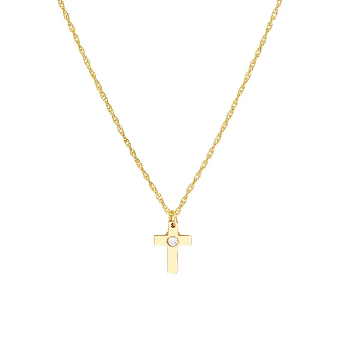Croghans 10ctw Diamond Small Cross 14K Yellow Gold Pendant Necklace Necklaces Croghans 10ctw Diamond Small Cross 14K Yellow Gold Pendant Necklace Necklaces