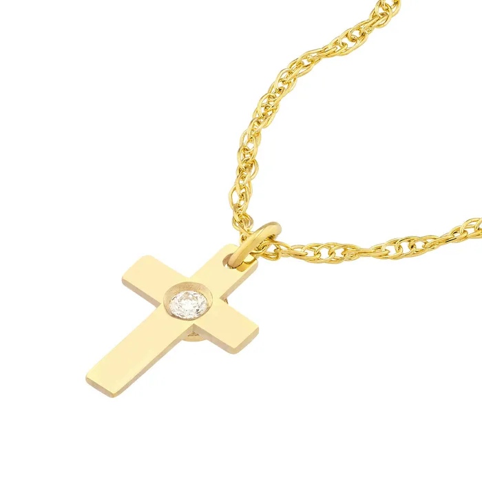 Croghans 10ctw Diamond Small Cross 14K Yellow Gold Pendant Necklace Necklaces