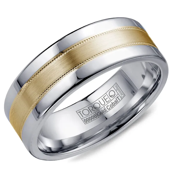 CrownRing Rings Cobalt and Yellow Gold 75mm Mens Wedding Band Ring