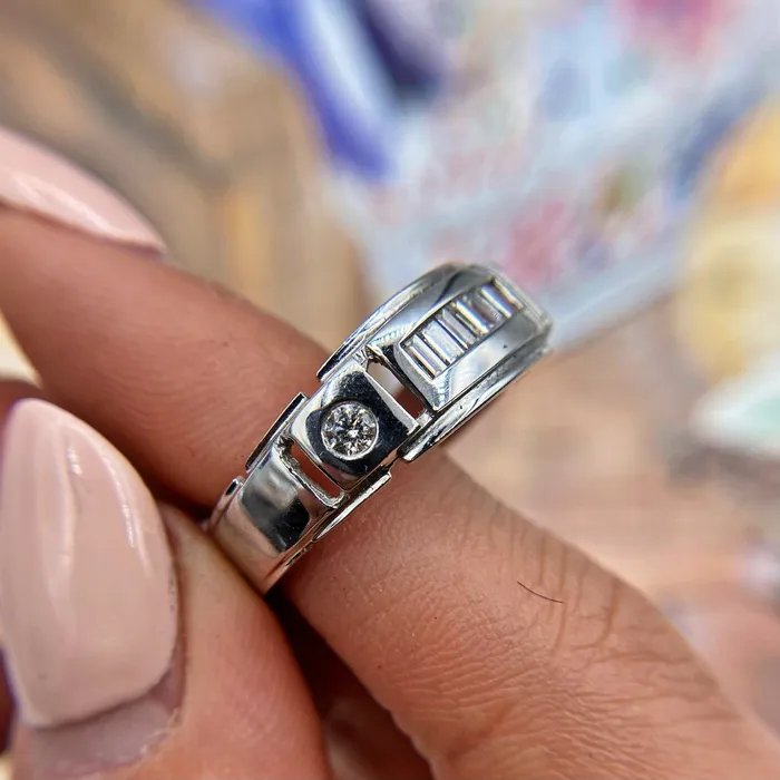 Diamond Source NYC Rings 14k White Gold Channel Ring features 065ct BA456621