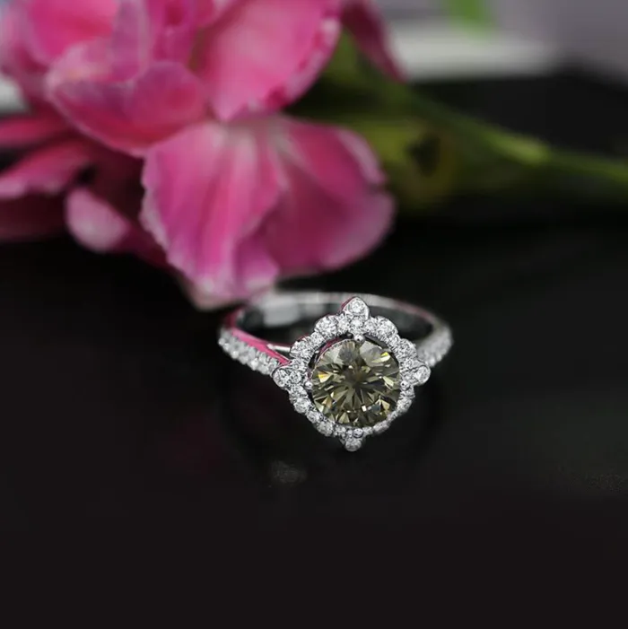 Diamond Source NYC Rings GIA Certified Unique Halo Diamond Engagement Ring Set in 18K White Gold 134ct tw Fancy Dark Gray Round Brilliant Natural Diamonds Diamond Source NYC Rings GIA Certified Unique Halo Diamond Engagement Ring Set in 18K White Gold 134ct tw Fancy Dark Gray Round Brilliant Natural Diamonds
