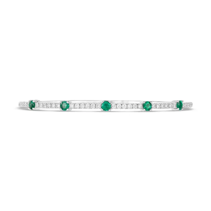 Earrings 14K White Gold Emerald and Diamond Clasped Bangle Meierotto Jewelers Earrings 14K White Gold Emerald and Diamond Clasped Bangle Meierotto Jewelers