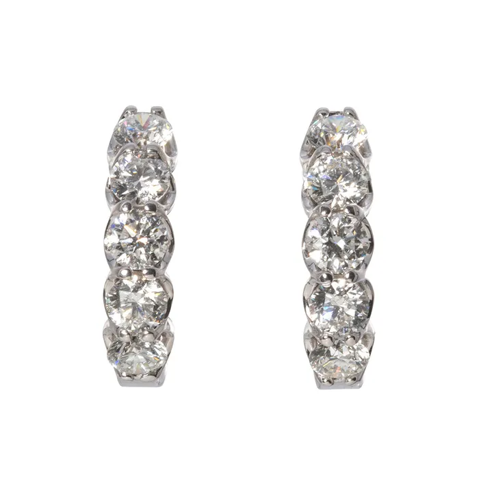 Earrings Croghans 2ct Diamond 14K White Gold Small Hoop Earrings
