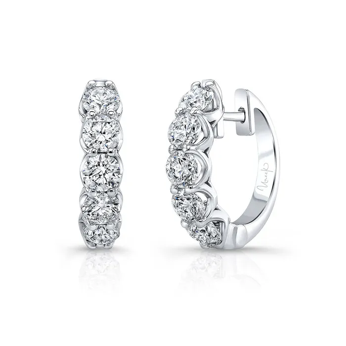 Earrings Croghans 2ct Diamond 14K White Gold Small Hoop Earrings