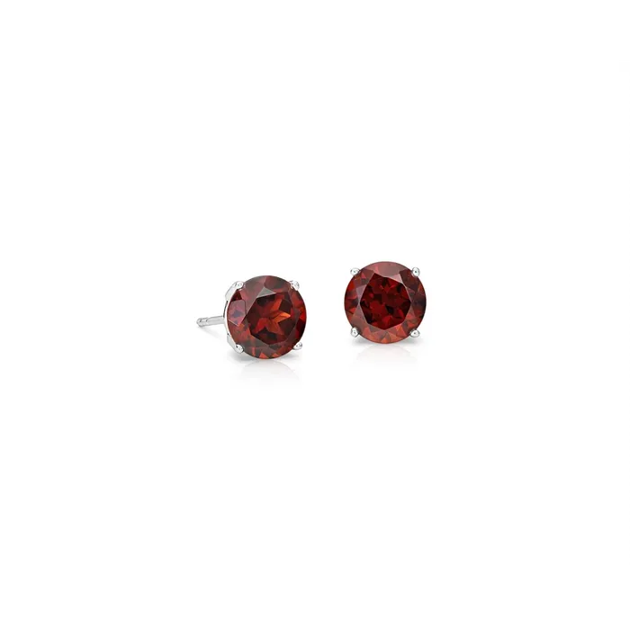 Earrings Meierotto Jewelers 14K White Gold 7mm Garnet Stud Earrings