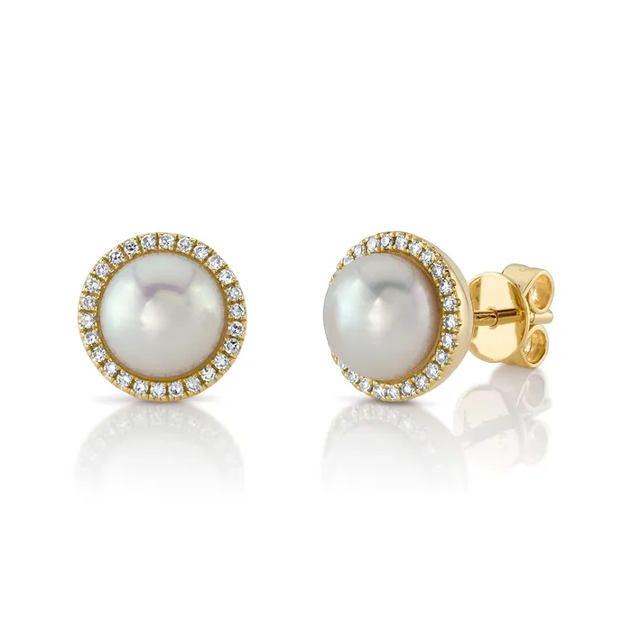Earrings Meierotto Jewelers 14K Yellow Gold Diamond and Cultured Pearl Stud Earrings Earrings Meierotto Jewelers 14K Yellow Gold Diamond and Cultured Pearl Stud Earrings