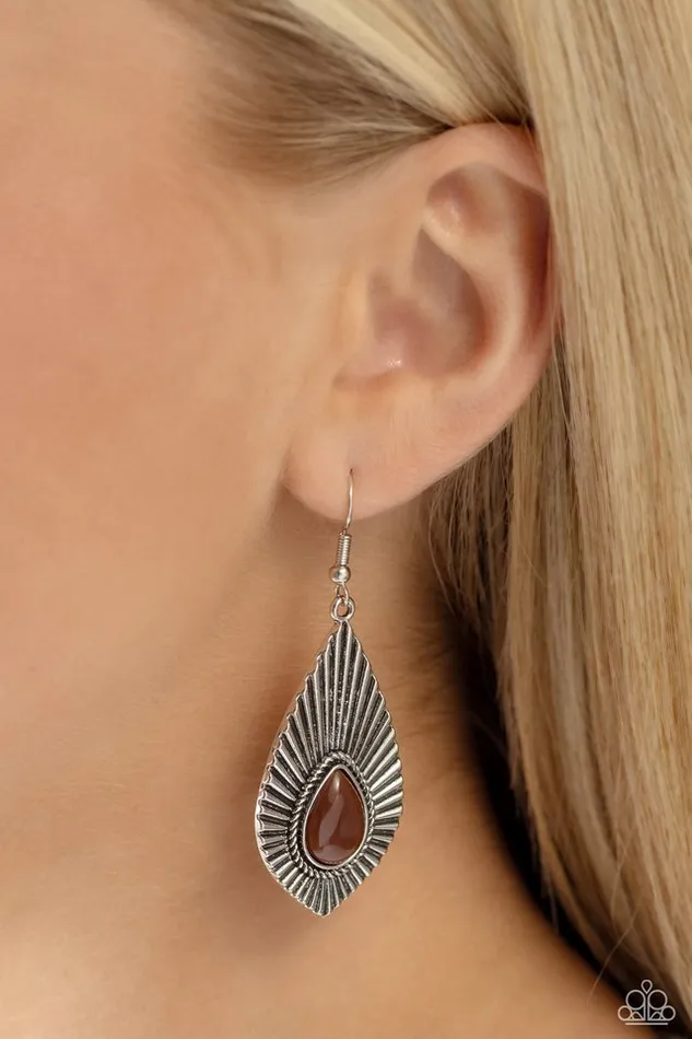 Earrings Paparazzi Earring SOULar Flare Brown Paparazzi Jewelry