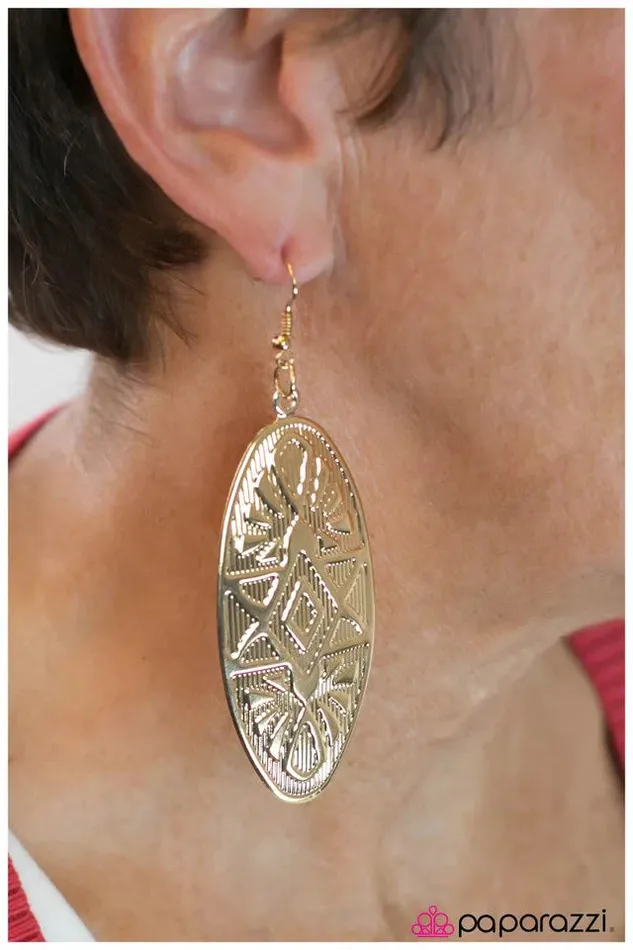 Earrings Paparazzi Jewelry Paparazzi Earring Aztec Armor Gold