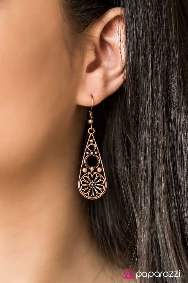 Earrings Paparazzi Jewelry Paparazzi Earring Let It Bloom Copper