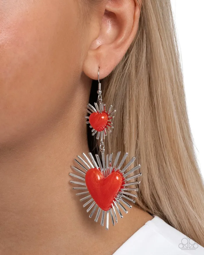 Earrings Paparazzi Jewelry Paparazzi Earring Sunburst Sweethearts Red