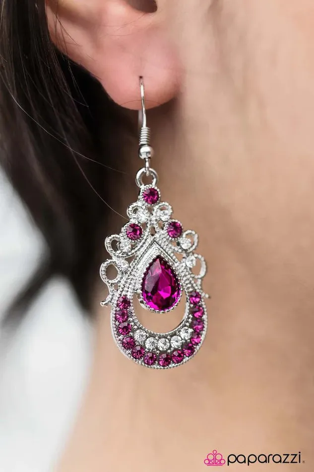 Earrings Paparazzi Jewelry Paparazzi Earring Teardrop Fantasies Pink