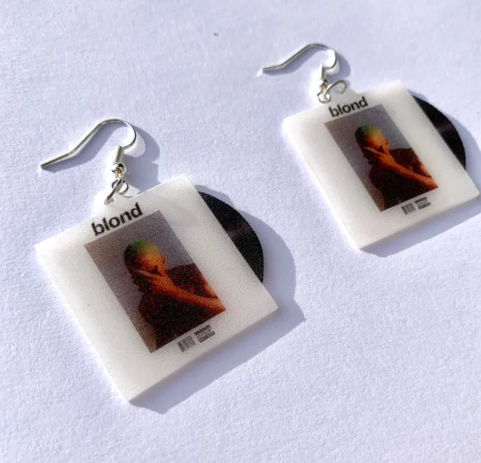 Earrings Sam Makes Things Frank Ocean Blond Vinyl Album Handmade Earrings