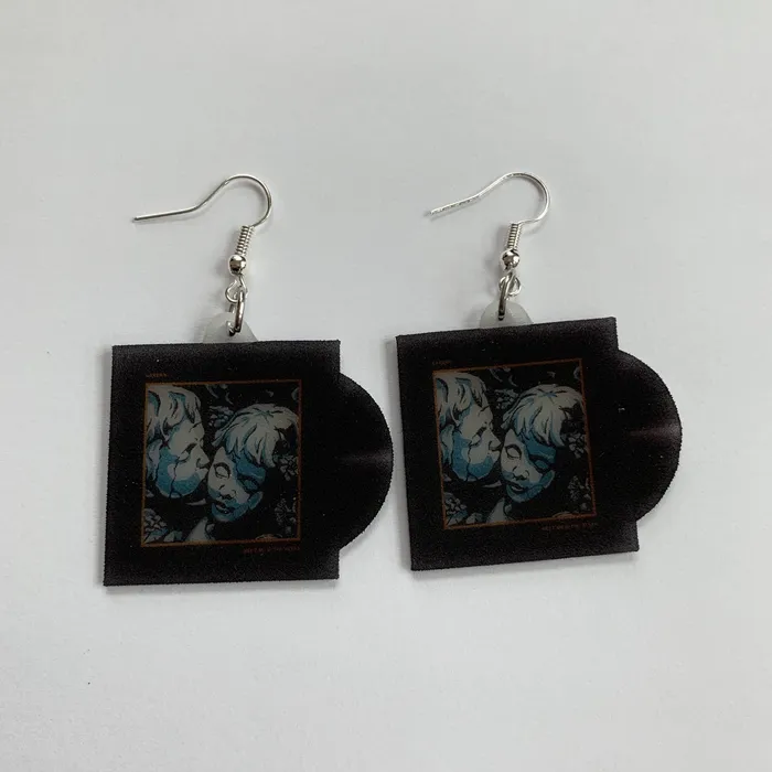 Earrings Sam Makes Things Meet Me at the Altar Garden Vinyl Single Handmade Earrings