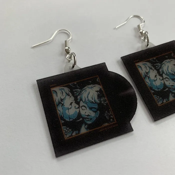Earrings Sam Makes Things Meet Me at the Altar Garden Vinyl Single Handmade Earrings