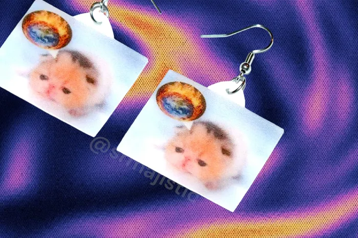Earrings Sam Makes Things READY TO SHIP Little Kitten Exploding World Funny Meme Handmade Earrings Earrings Sam Makes Things READY TO SHIP Little Kitten Exploding World Funny Meme Handmade Earrings