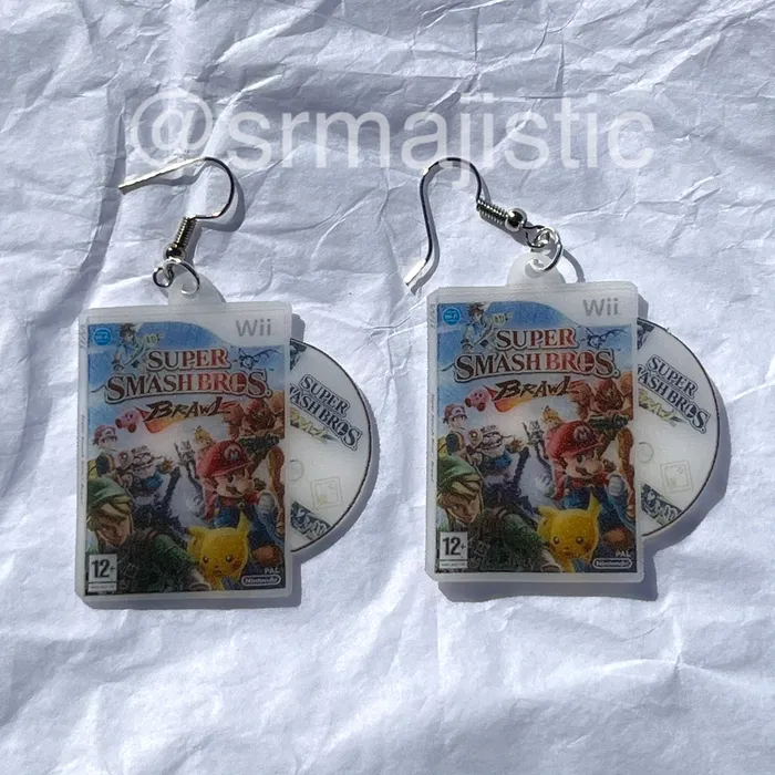 Earrings Sam Makes Things Super Smash Bros Brawl Wii Game 2D detailed Handmade Earrings Earrings Sam Makes Things Super Smash Bros Brawl Wii Game 2D detailed Handmade Earrings