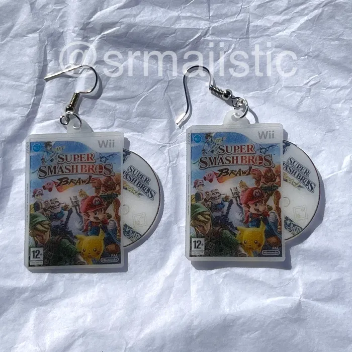 Earrings Sam Makes Things Super Smash Bros Brawl Wii Game 2D detailed Handmade Earrings