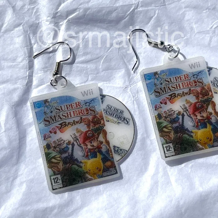 Earrings Sam Makes Things Super Smash Bros Brawl Wii Game 2D detailed Handmade Earrings