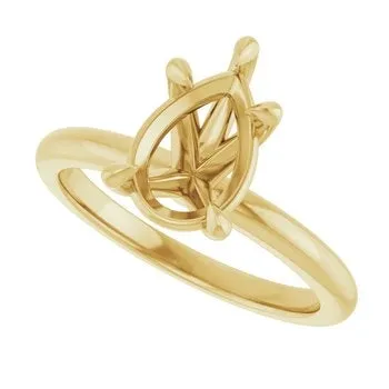 Engagement Collections 14K Yellow Gold Solitaire Ring for Pear Rings