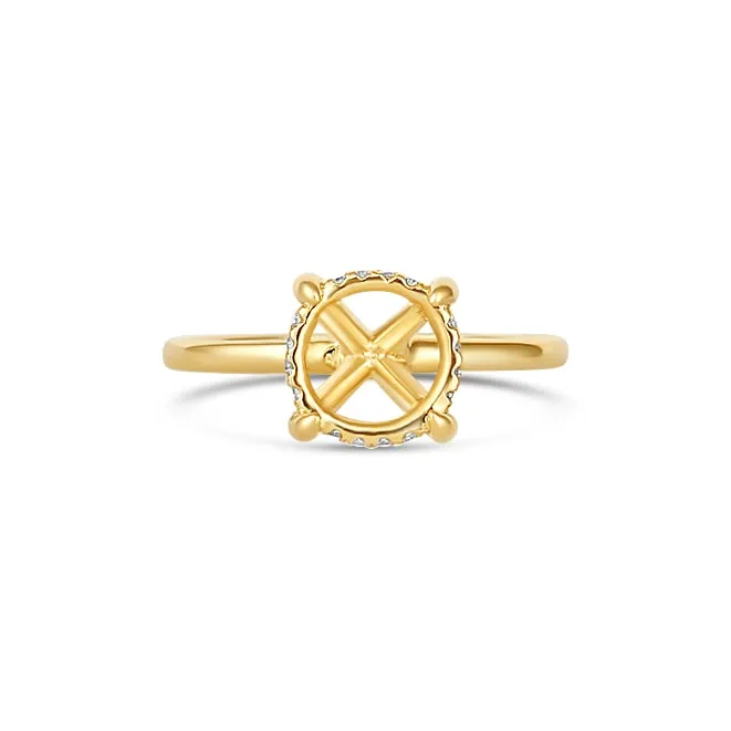 Engagement Collections Rings 14K Yellow Gold Semi Mount Ring Round Hidden Halo