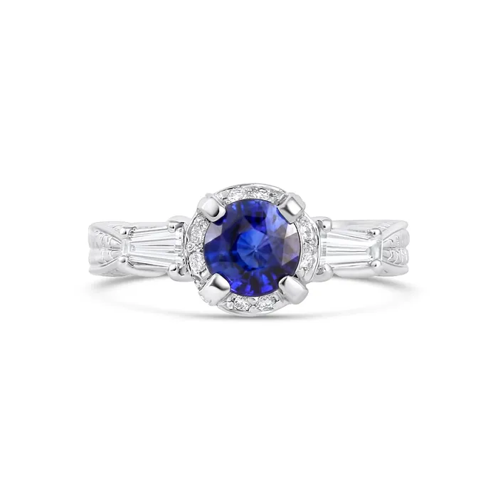 Engagement Collections Rings 18K White Gold Sapphire Diamond Ring