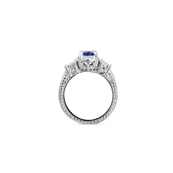 Engagement Collections Rings 18K White Gold Sapphire Diamond Ring