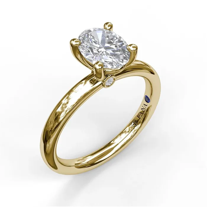 Fana Rings 14K Yellow Gold Semi Mount Diamond on Profile Plain Band