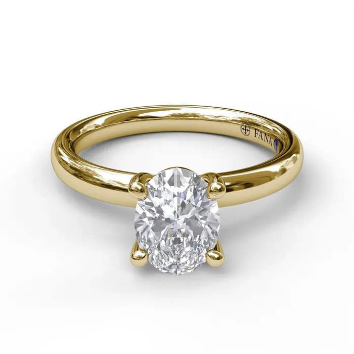 Fana Rings 14K Yellow Gold Semi Mount Diamond on Profile Plain Band