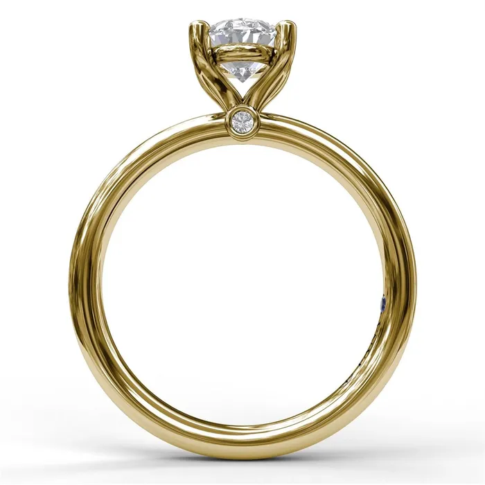 Fana Rings 14K Yellow Gold Semi Mount Diamond on Profile Plain Band