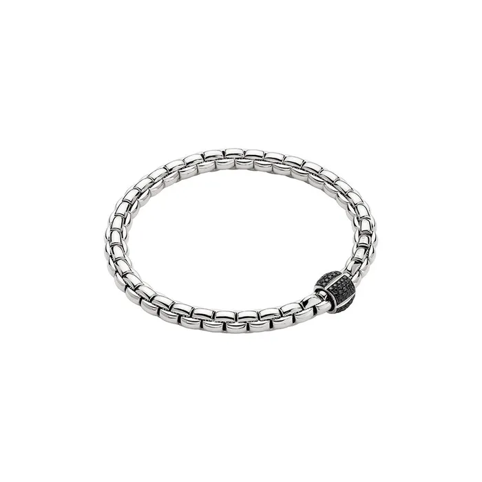 Fope 18K White Gold Eka Collection Black Diamond Pave Bracelet XLarge Size FOPE Bracelets