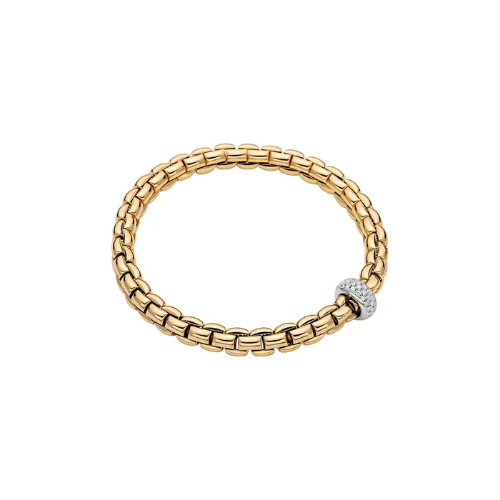 FOPE Bracelets Fope 18K Yellow and White Gold Eka Collection Diamond Bracelet Large Size FOPE Bracelets Fope 18K Yellow and White Gold Eka Collection Diamond Bracelet Large Size