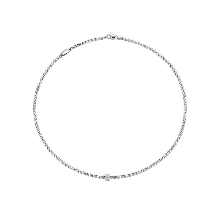 FOPE Necklaces Fope 18K White Gold Eka Collection Diamond Necklace 17 inch