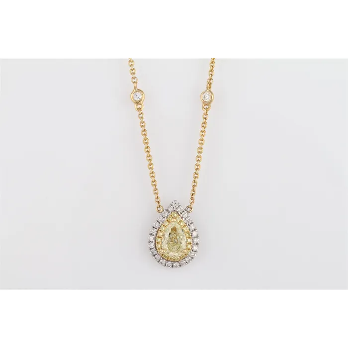 Frederic Sage Frederic Sage 18K Yellow and White Gold Yellow Pear Diamond and White Diamond Pendant Necklace Necklaces Frederic Sage Frederic Sage 18K Yellow and White Gold Yellow Pear Diamond and White Diamond Pendant Necklace Necklaces