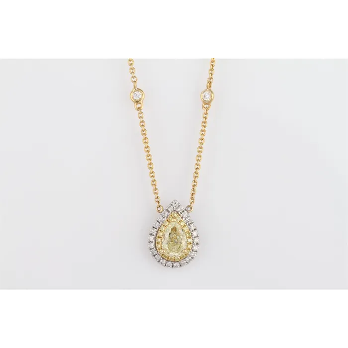 Frederic Sage Frederic Sage 18K Yellow and White Gold Yellow Pear Diamond and White Diamond Pendant Necklace Necklaces Frederic Sage Frederic Sage 18K Yellow and White Gold Yellow Pear Diamond and White Diamond Pendant Necklace Necklaces
