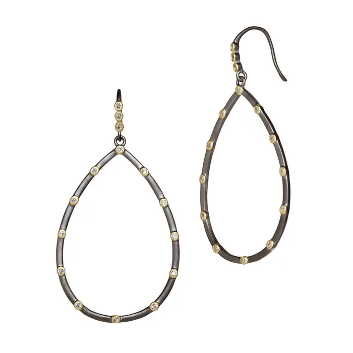 Freida Rothman Earrings Freida Rothman Signature Thin Bezel Teardrop Earrings