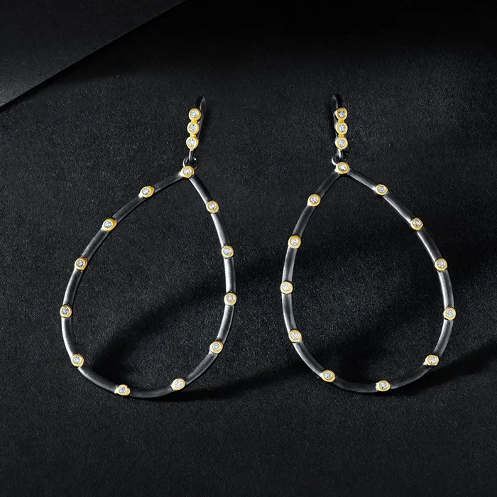 Freida Rothman Earrings Freida Rothman Signature Thin Bezel Teardrop Earrings