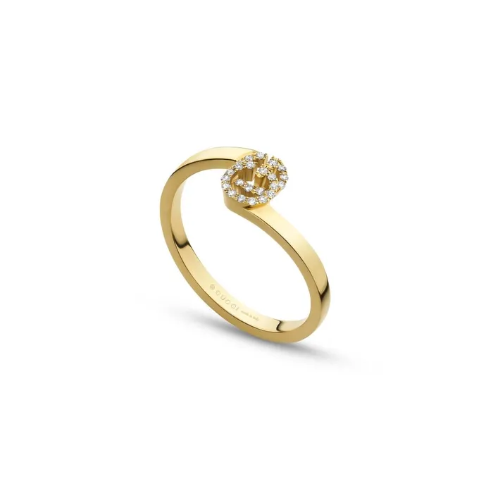 Gucci Rings Gucci 18K Yellow Gold GG Running Ring with Diamonds