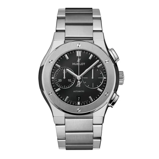 Hublot Classic Fusion Chronograph Titanium 42mm Watch Ref 540NX1170NX Black Dial Titanium Bracelet Hublot Bracelets Hublot Classic Fusion Chronograph Titanium 42mm Watch Ref 540NX1170NX Black Dial Titanium Bracelet Hublot Bracelets