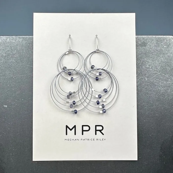 Meghan Patrice Riley Earrings Double Double Earrings in Steel Iolite