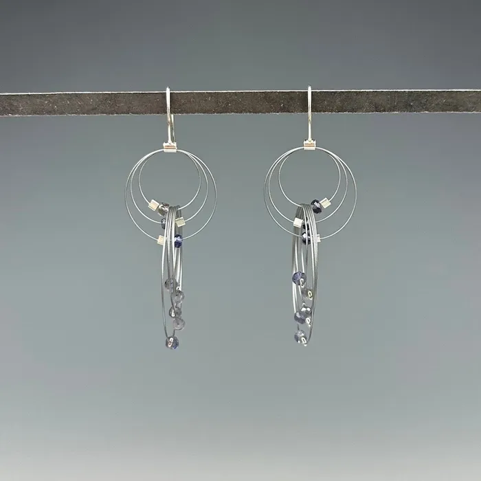 Meghan Patrice Riley Earrings Double Double Earrings in Steel Iolite