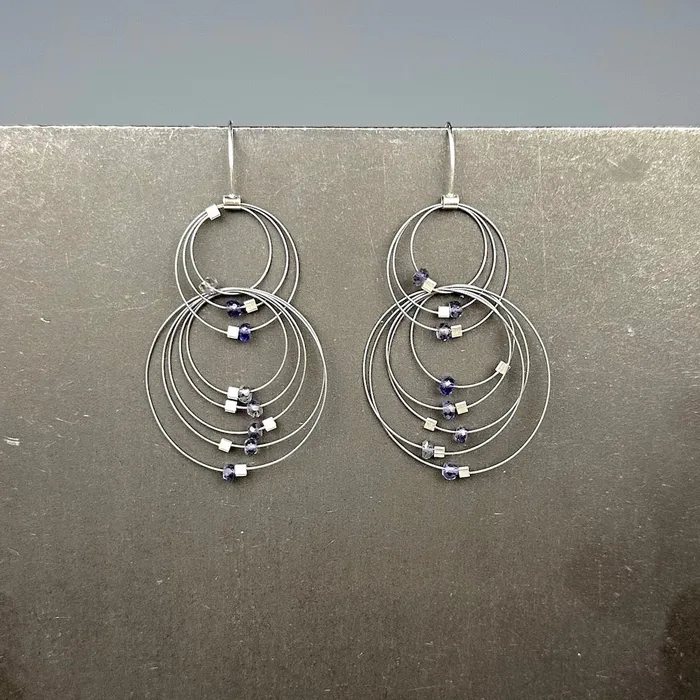 Meghan Patrice Riley Earrings Double Double Earrings in Steel Iolite